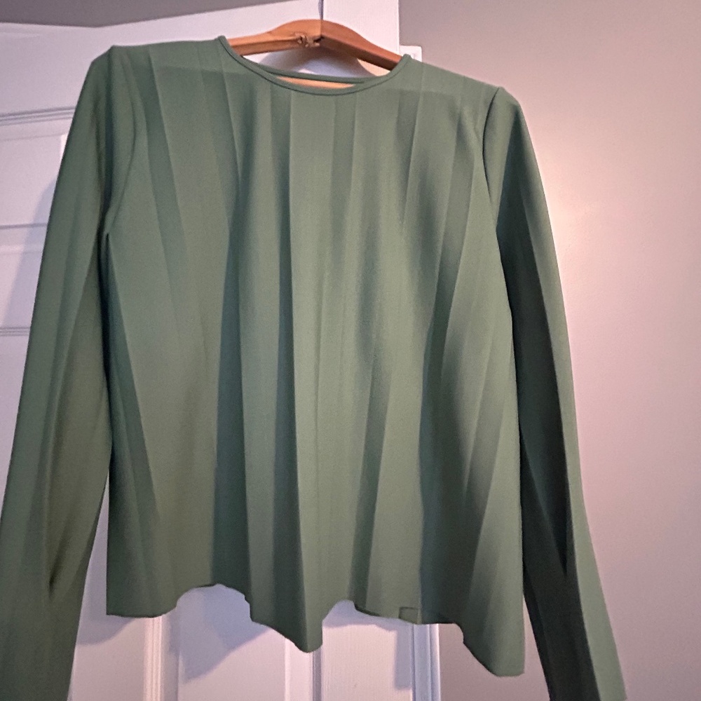 Green pleated top from Oak & Fort